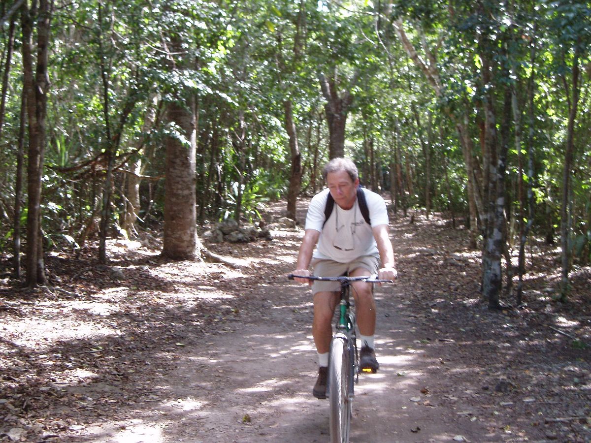 Coba bicycling on a 1200 year old Sacbe